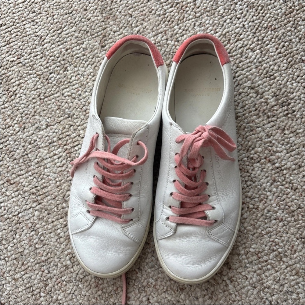 Saint Laurent White and Pink Sneakers